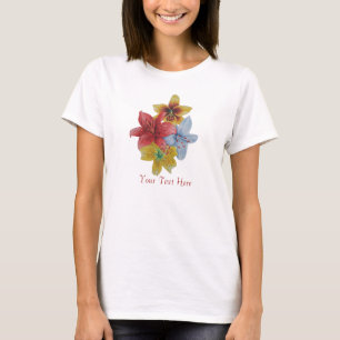 hübsche rote und gelbe Lilie Blume Blütenblätte T-Shirt