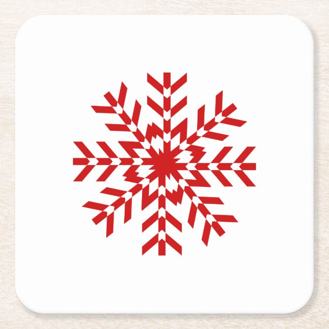 Hübsche rote Weihnachtsschneeflocke Rechteckiger Pappuntersetzer (Vorderseite)