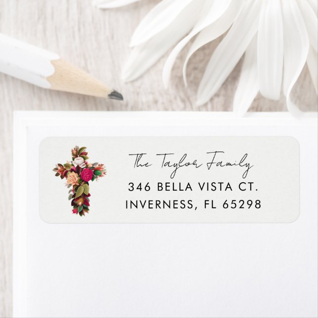 Hübsche Rücksendeadresse Vintages Blumenkreuz (Insitu)