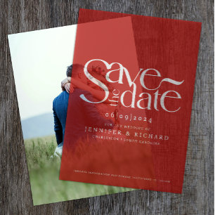 Hübsche, Save the Date Hochzeitsschrift in Rot und