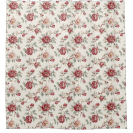 Hübsche Schicke Rot Creme Blumenhochzeit Duschvorhang