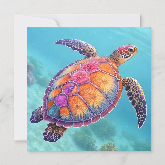 Hübsche Schildkröte Einladung (Vorderseite)