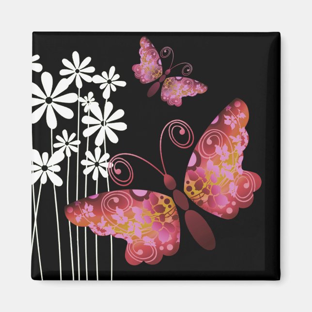 "Hübsche Schmetterlinge" (mauve) von Cheryl Daniel Magnet (Vorne)