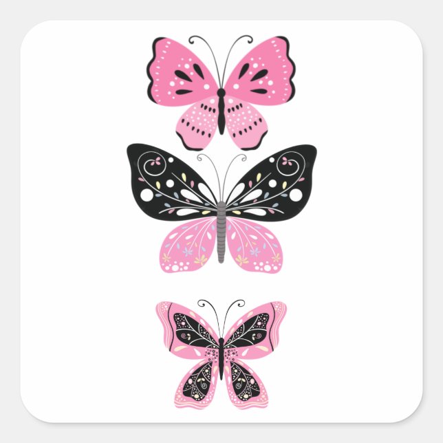 Hübsche Schmetterlinge Quadratischer Aufkleber (Vorderseite)
