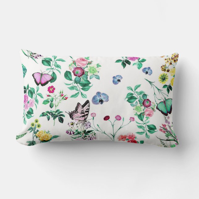 Hübsche Schmetterlinge und Blume Lendenkissen (Vorderseite)