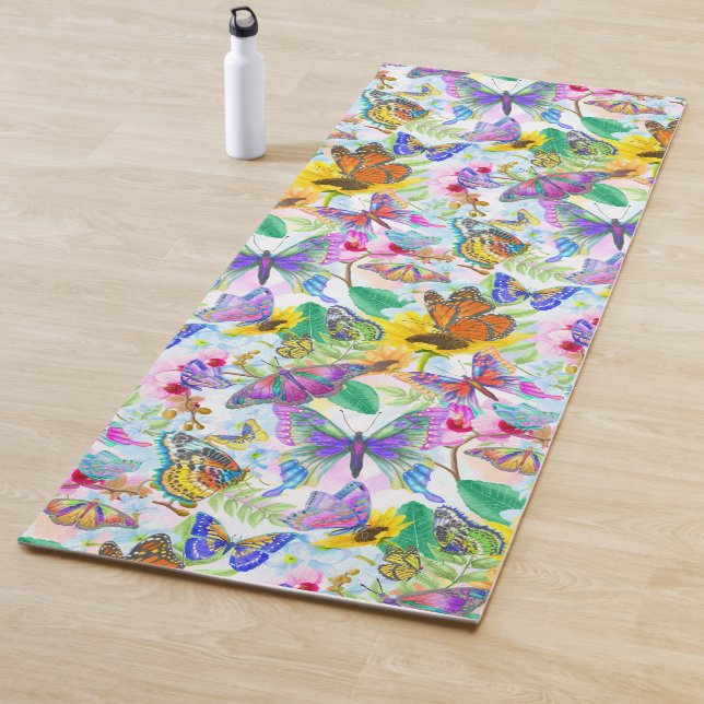 Hübsche Schmetterlinge und Blume Yogamatte (Beispiel)
