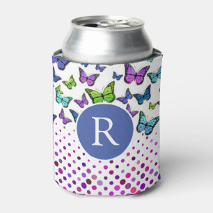Hübsche Schmetterlinge und Dots Monogramm Dosenkühler