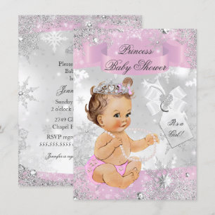 Hübsche Schneeflocke Princess Pink Baby Dusche lad Einladung