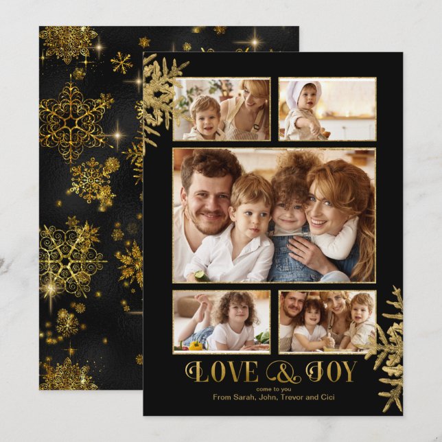 Hübsche Schneeflocken-Fotovorlage Blk/Gld ID846 Ankündigung (Vorne/Hinten)