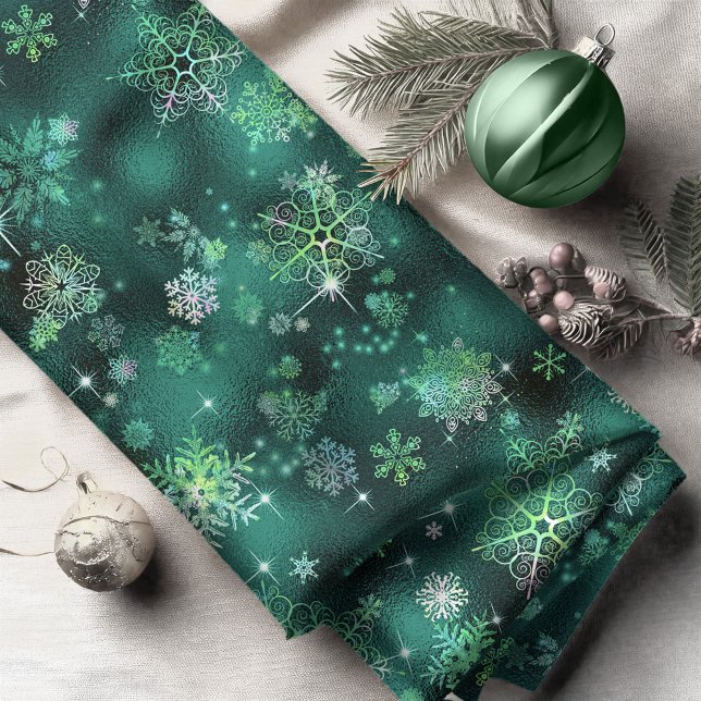 Hübsche Schneeflocken Muster Green ID846 Fabric Stoff (Von Creator hochgeladen)