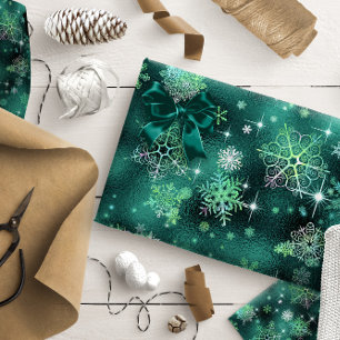 Hübsche Schneeflocken Muster Green ID846 Geschenkpapier