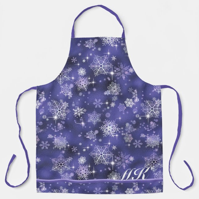 Hübsche Schneeflocken Pattern Violet ID846 Schürze (Vorderseite)
