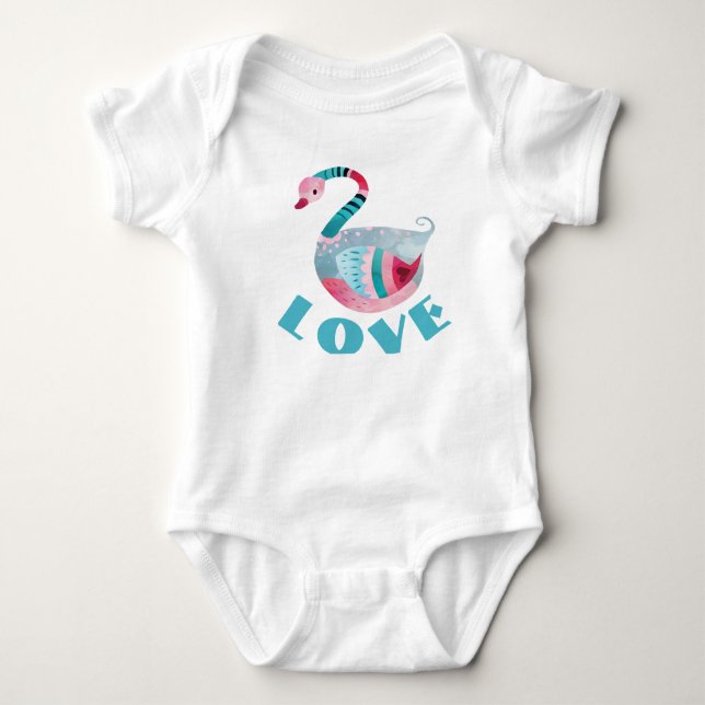 Hübsche Schwanenfarbene LIEBE Kinderkarosserieanzu Baby Strampler (Vorderseite)