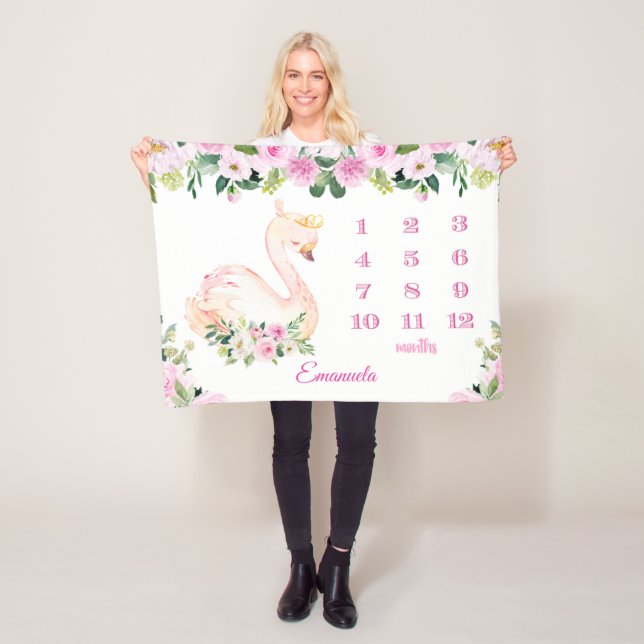 Hübsche Schwanenprinzessin Name Baby Months Girls Fleecedecke (Beispiel)