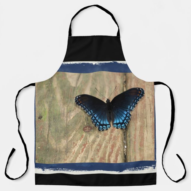 Hübsche Schwarz-Blau-Schmetterling-Schürze Schürze (Vorderseite)