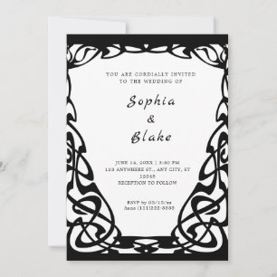Hübsche Schwarz-Weiß-Art-Déco-Hochzeit Einladung