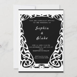 Hübsche Schwarz-Weiß-Art-Déco-Hochzeit Einladung