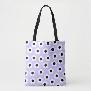 Hübsche schwarz-weiße Blume mit blauem Hintergrund Tasche