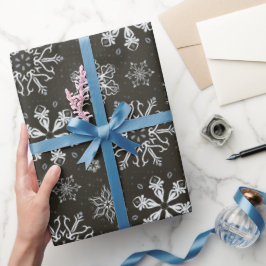 Hübsche Schwarz-weiße Weihnachtsschneeflocken Geschenkpapier
