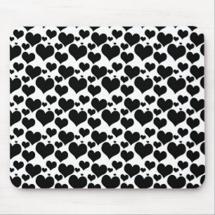 Hübsche schwarze Herzen auf Weiß für Ihren Mousepad
