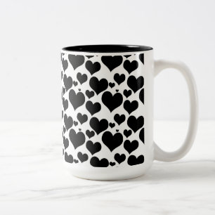 Hübsche schwarze Herzen auf Weiß für Ihren Valenti Zweifarbige Tasse