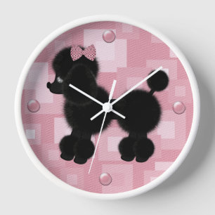 Hübsche schwarze Poodwand-Uhr Wanduhr