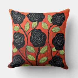 Hübsche schwarze Rose Kissen