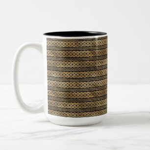HÜBSCHE SCHWARZE UND GOLDROWS DER KELTISCHEN KNOTE ZWEIFARBIGE TASSE