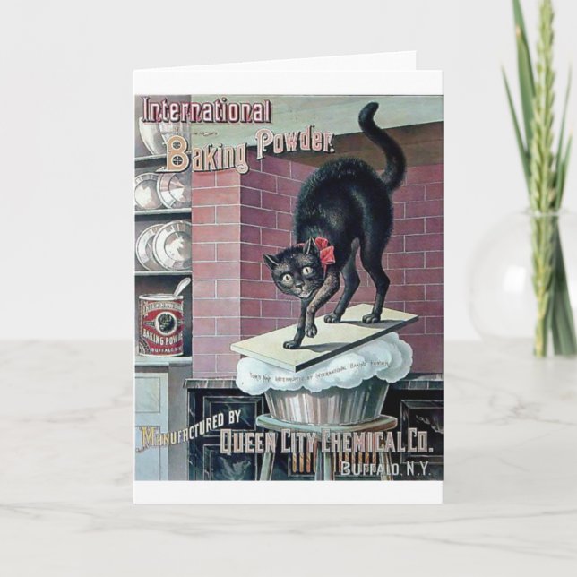 Hübsche Schwarzkatze Vintages Backpulver Poster Karte (Vorderseite)