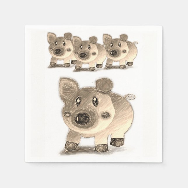 Hübsche Schwein Papier Servietten (Vorderseite)