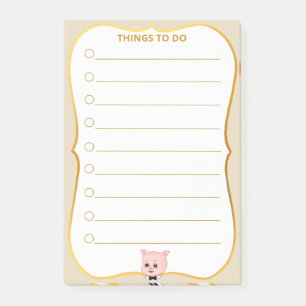 Hübsche Schweine-Dinge-zu-Tun-Linien Post-it Klebezettel