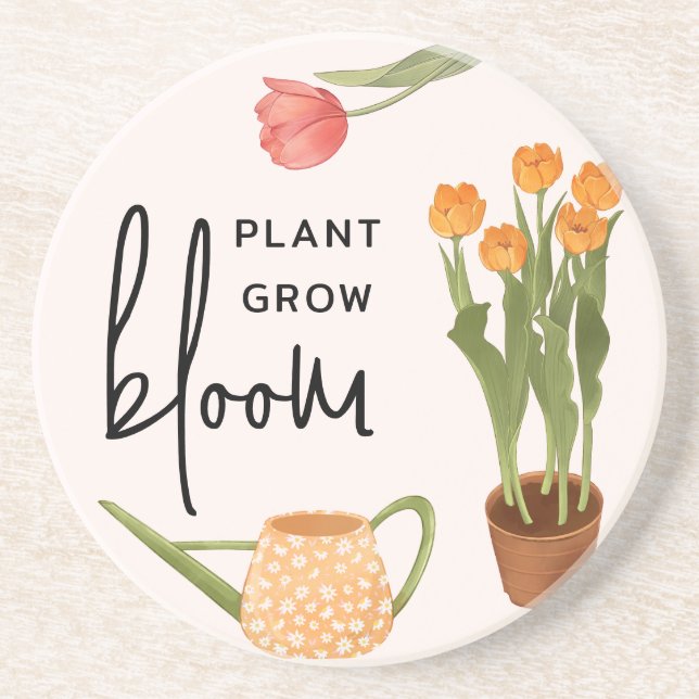 Hübsche Script-Pflanze Grow Bloom Tulip Getränkeuntersetzer (Vorne)