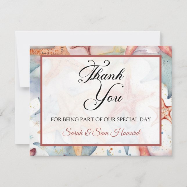 Hübsche Seashell Flat Dankeschön Karte (Vorderseite)