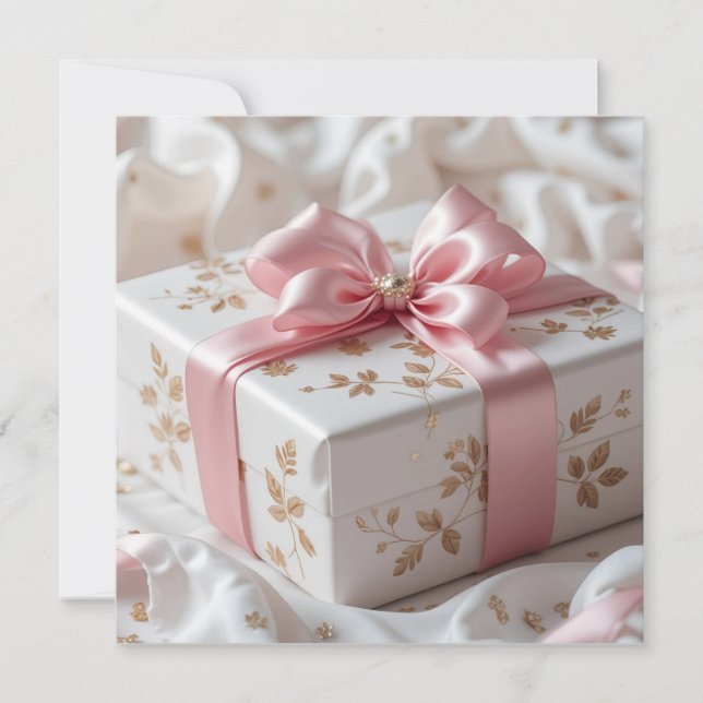 hübsche Seiden-Roségeschenkbox Einladung (Vorderseite)