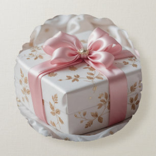 hübsche Seiden-Roségeschenkbox Rundes Kissen