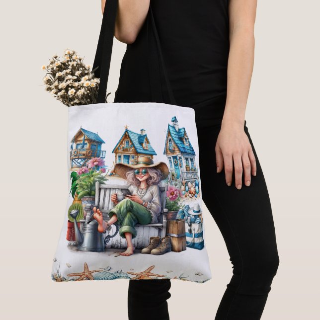 Hübsche Senior Lady - Sehen Sie zurück! Tragetasch Tasche (Von Nahem)