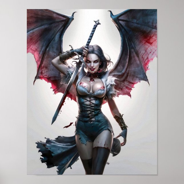 Hübsche Sexy Vampire Warrior Poster Art (Vorne)