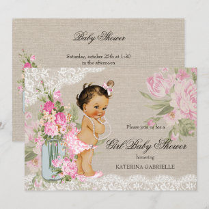 Hübsche shabby chic Spitze floral Babyparty Einladung