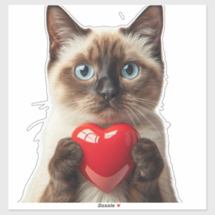 Hübsche Siamkatze mit Herz für Katzenliebhaber 🐱 Aufkleber