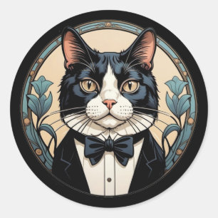 Hübsche Smokingkatze Runder Aufkleber