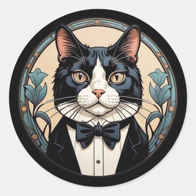 Hübsche Smokingkatze Runder Aufkleber (Vorderseite)