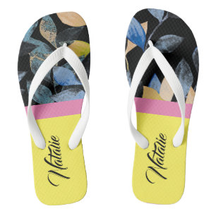 Hübsche Sommerausführung Monogram farbige Aquarell Flip Flops