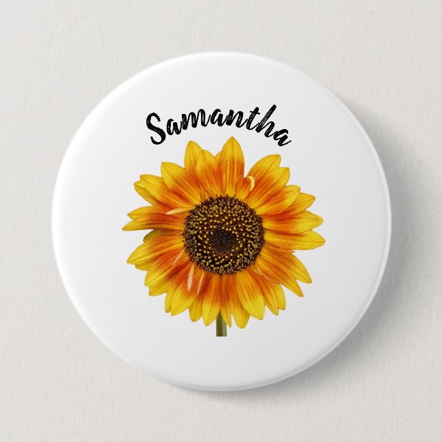 Hübsche Sonnenblume Personalisiert Button (Vorderseite)
