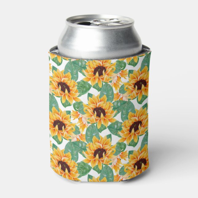 Hübsche Sonnenblumen Gelb und Grün Dosenkühler (Kanne Vorderseite)