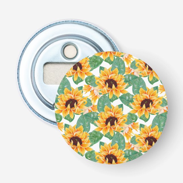 Hübsche Sonnenblumen Gelb und Grün Flaschenöffner (Vorderseite)