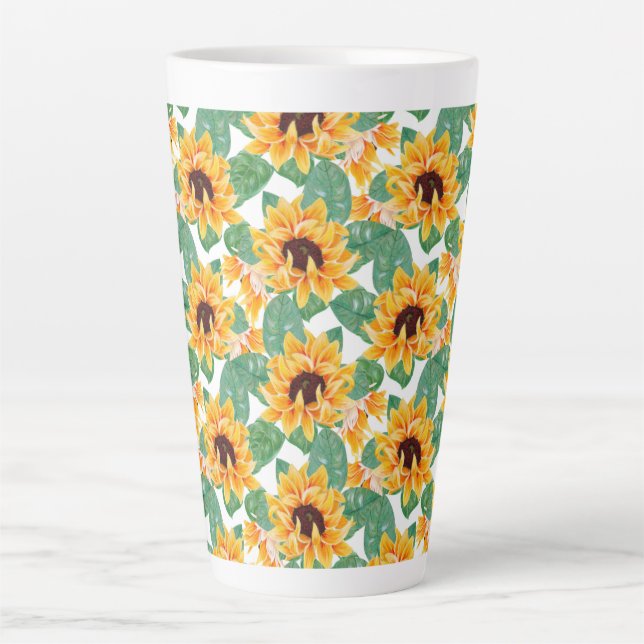 Hübsche Sonnenblumen Gelb und Grün Milchtasse (Vorderseite)