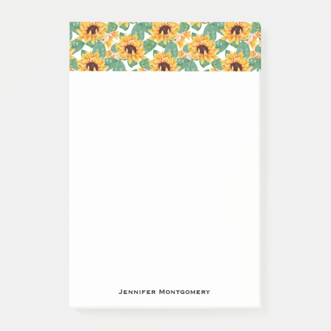 Hübsche Sonnenblumen Gelb und Grün Post-it Klebezettel (Vorderseite)