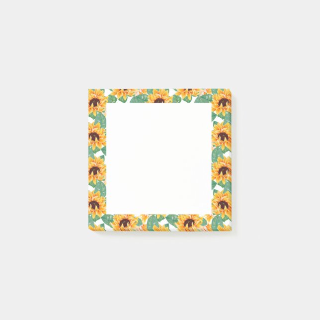 Hübsche Sonnenblumen Gelb und Grün Post-it Klebezettel (Vorderseite)
