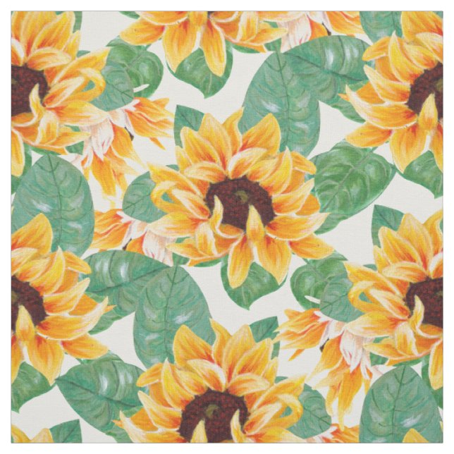 Hübsche Sonnenblumen Gelb und Grün Stoff (Muster)