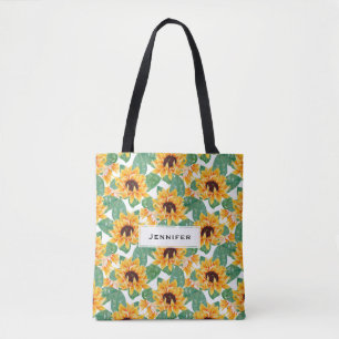Hübsche Sonnenblumen Gelb und Grün Tasche
